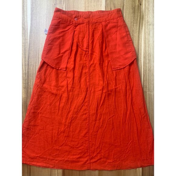 A New Day Womens Casual Red Linen Blend A-Line Midi Skirt With Pockets Medium - Picture 6 of 10